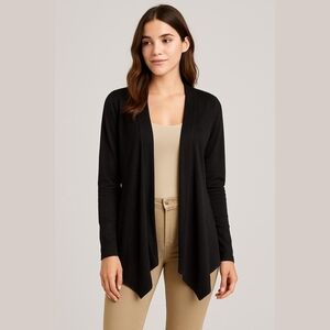 NWOT Vertigo Suede Drape Front Cardigan Size S Black